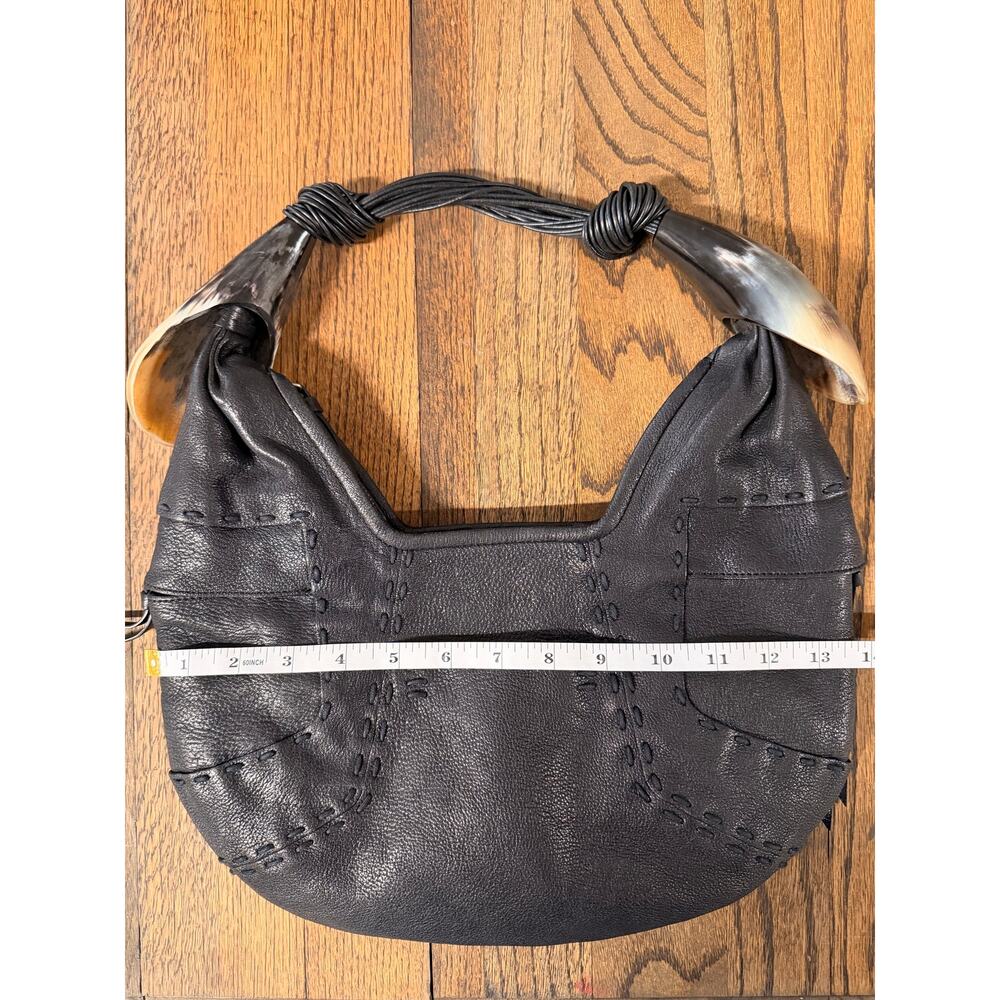 Ghurka Women’s Leather Horn Handle Hobo Handbag Black Rare Luxury Boho - Picture 9 of 10